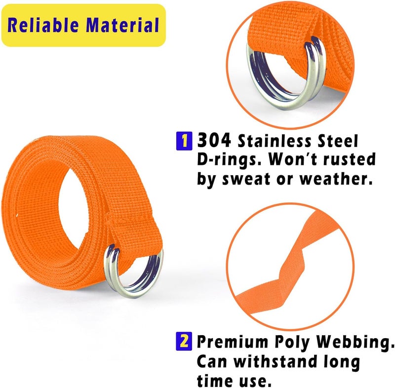 Clocean Web Football Belt with Two Stainless Steel D Rings 52' Football Pants Belt for Men Women Kids Youth Boys Girls - Image 2
